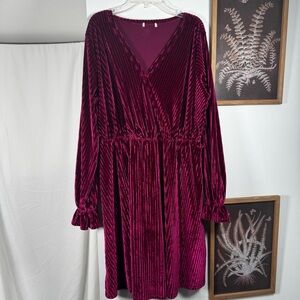 Burgundy Velour Dress(M/L)